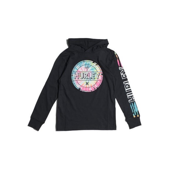 Hurley Boys Tie Dye Logo Graphic Print Hoodie, Size: L