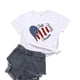 thumbnail image 1 of Camiseta De Moda De Verano Camisa de la bandera americana femenina Traje de calle de manga corta con cuello redondo (Blanco XXXL) Cgtredaw Para estrenar, 1 of 1