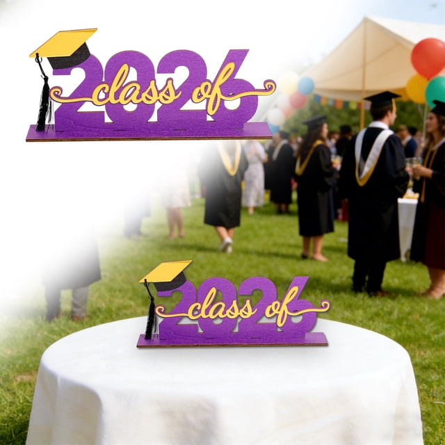 Desktop Ornament Decor Graduation Keepsake Stand 2026 Wooden Table Decor Sign for Senior Year Celebration Ornament 12 Inch Tabletop Decoration,Desk Accessory,Resin Ornament,Ceramic Ornament,Metal Fig