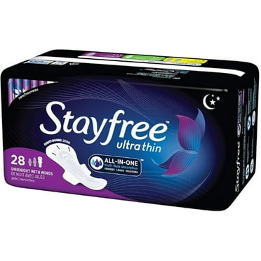 STAYFREE Ultra Thin Overnight Pads With Wings 28 ea (Pack of 2)