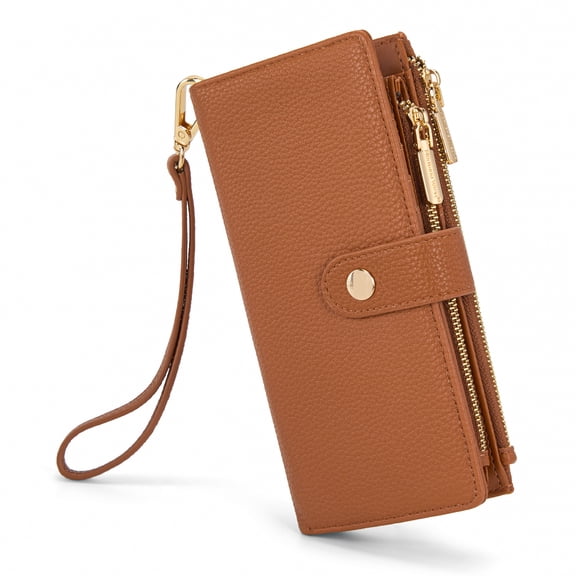 Montana West Women Wristlet Wallet Large Bifold Credit Card Holder Money Organizer, Brown