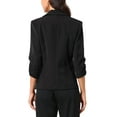 thumbnail image 3 of INSPIRE CHIC Blazers for Women Business Casual Ruched 3/4 Sleeve One Button Blazer for Work Suit Jacket S Black, 3 of 6