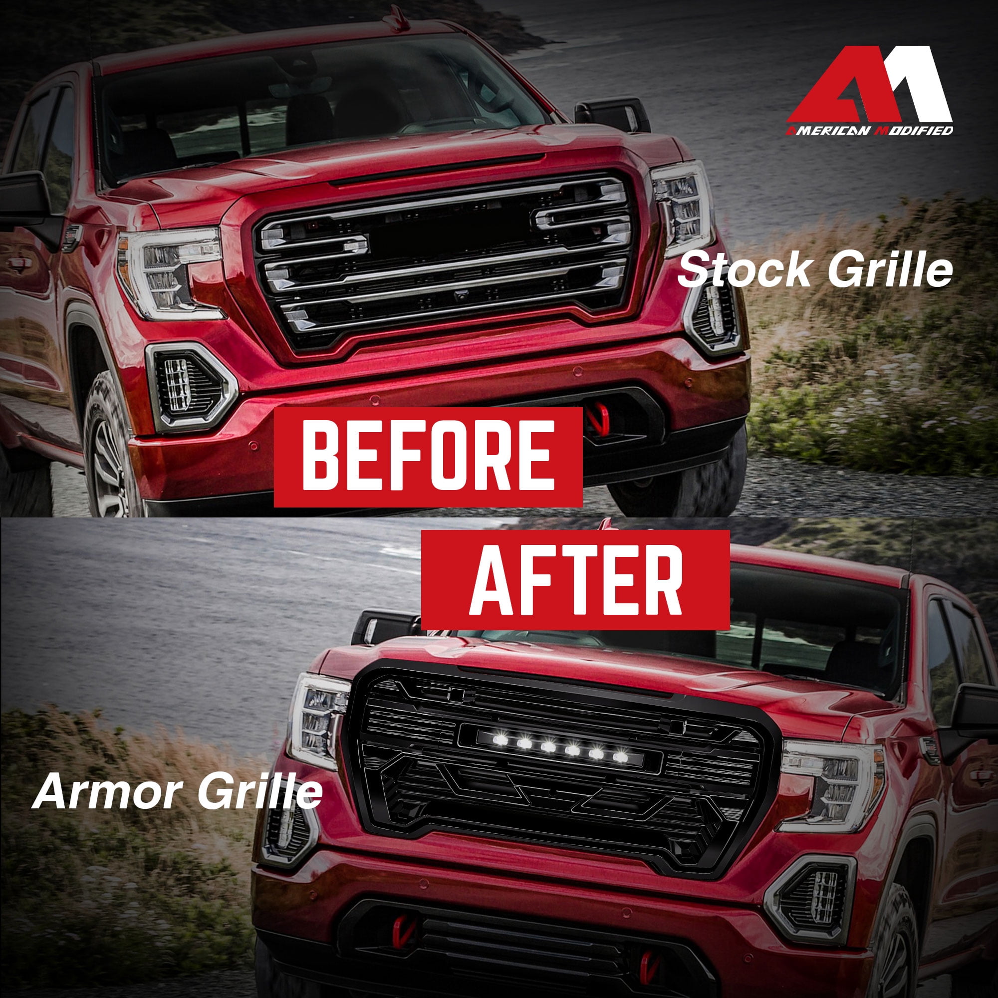 AMERICAN MODIFIED Grille w/Lights for 19-21 GMC Sierra 1500 Base, & SLE