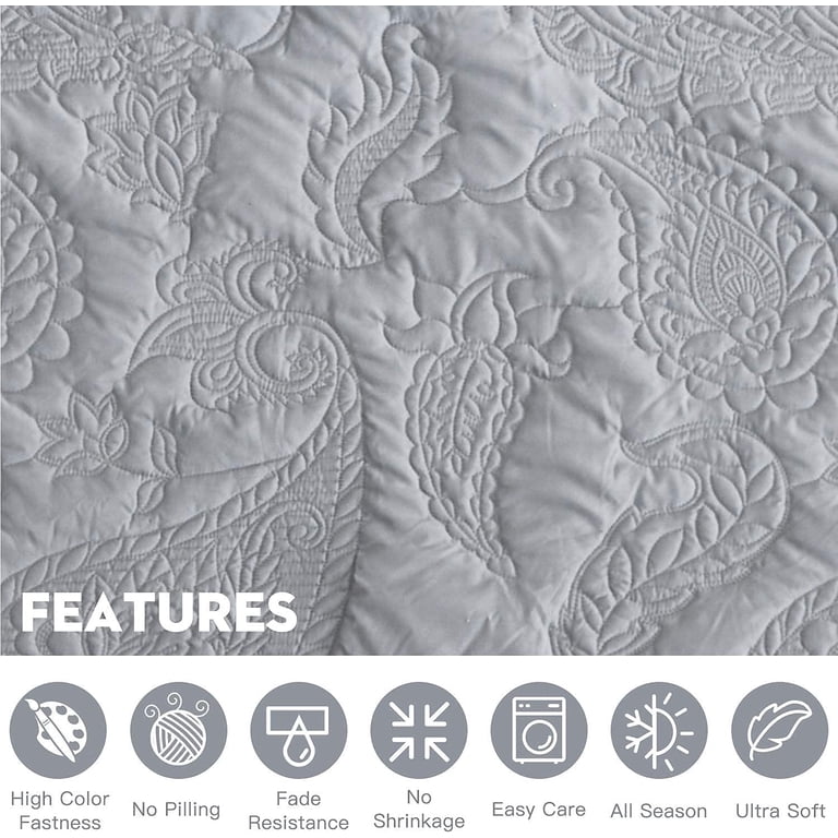 HZ&HY Oversized King Bedspread Set - Grey Reversible Coverlet, Lightweight Comforter | 4-Piece, 100% Polyester
