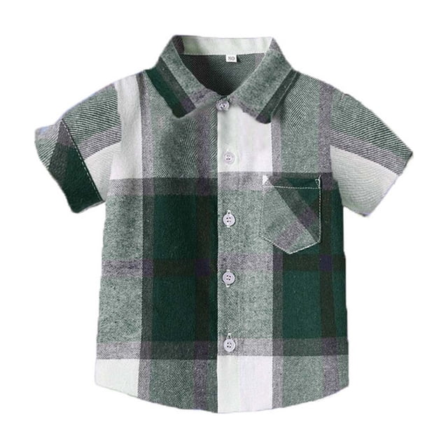 SDNall Boys Leisure Short Sleeve Lapel Lattice Top