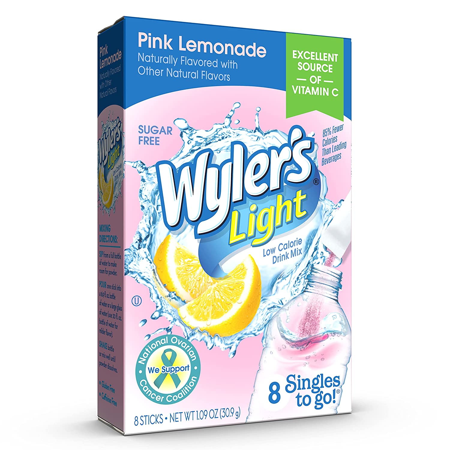Wyler's Light Pink Lemonade Singles To Go Drink Mix, 01.09 oz, 8 CT (Pack-6)
