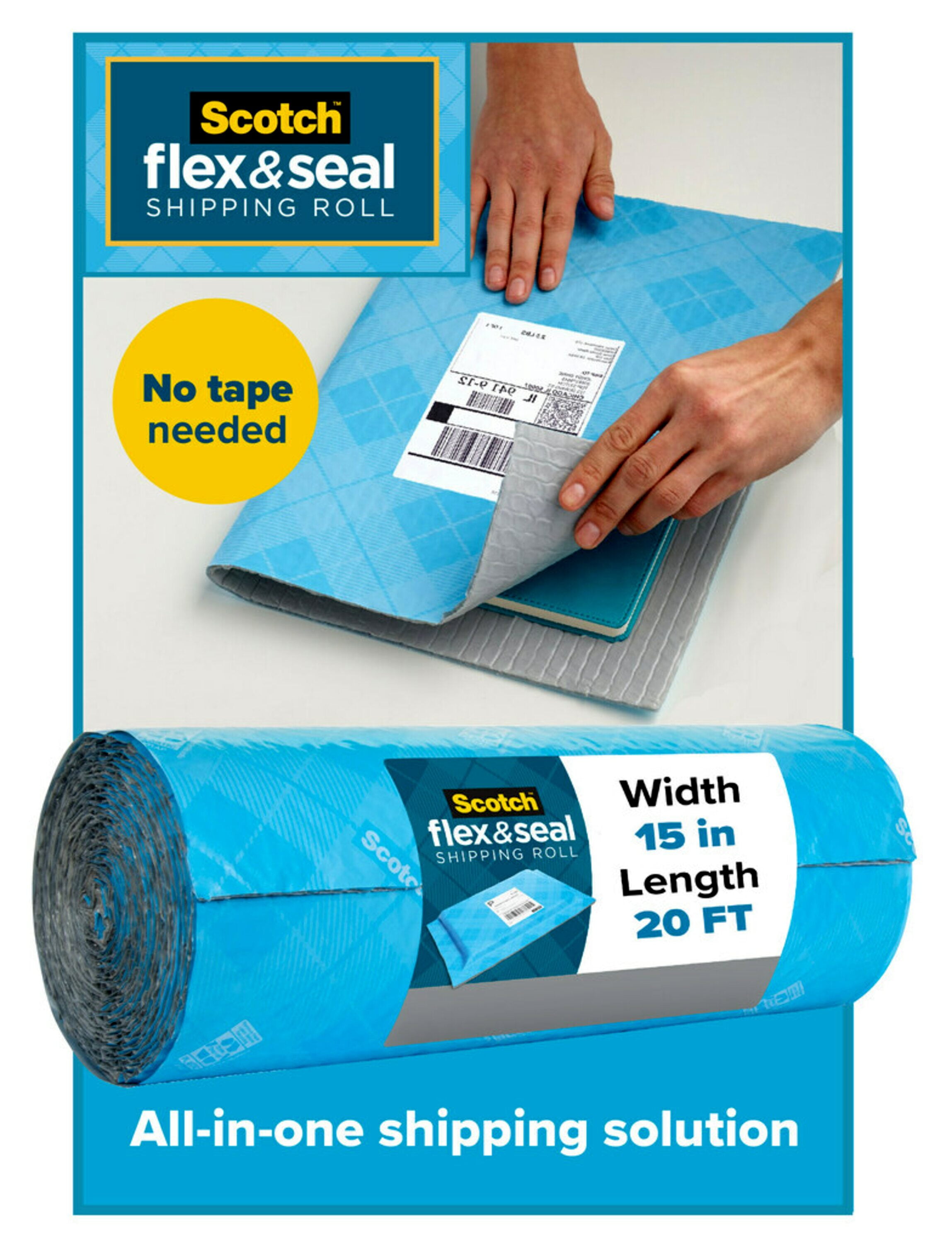 Scotch Flex & Seal Shipping Roll, 15 in x 20 ft, 1 Roll