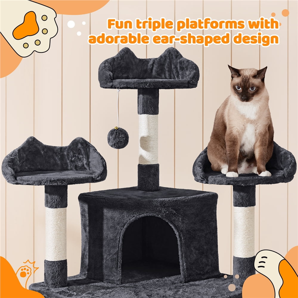 Yaheetech 76.4-inch Cat Tree Cat Tower with Condos, Black