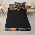 thumbnail image 4 of Manfei Jungle Animal Pattern Zipper Full Size Comforter Sets with Fitted Sheet and 2 Pillowcases,Cute Bear Zipper Bedding Set,Gray Black,Black Reversible,4pcs, 4 of 8