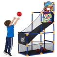 thumbnail image 1 of Yeshouse juego de baloncesto arcade 2 en 1 para niños, con 4 pelotas, 6 pelotas adhesivas y diana, altura ajustable, rampa de retorno, ideal para interior y exterior, 1 of 6