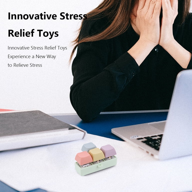 Netholid Clavier coloré Fidget Jouets pour adultes Bouton mécanique | Porte-clés à clicker pour le travail, soulager le stress, l'anxiété, jouet de bureau sensoriel amusant pour adultes
