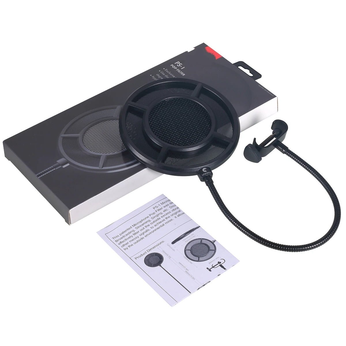 Microphone Pop Filter, Mic Pop 2 Layer Metal Mesh Mic Anti spray net for High-End Recording,Podcasting & Voiceovers