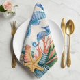 thumbnail image 2 of Seahorse Coastal Cloth Napkins, Summer Nautical Starfish Coral Beige Washable and Reusable Dinner Napkins Set of 4, Table Napkin for Kitchen Party Birthday Wedding Hotel Housewarming 20"x20", 2 of 9
