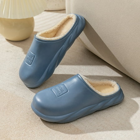 

Warm Fleece Comfortable Slides Slippers Waterproof Non-slip House Shoes Couple Plush Sandals Winter