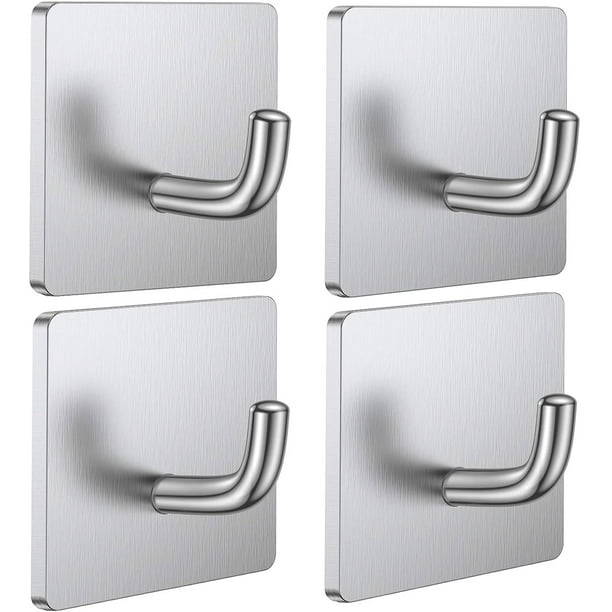 Adhesive Hooks Heavy Duty Stick on Wall Door Hooks Waterproof Stainless  Steel Towel Hooks Adhesive Holders for Hanging Clothes Kitchen Bathroom Adhesive  Hook 