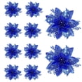 thumbnail image 2 of 10 piezas de adornos navideños de flor de Pascua de 5,7 pulgadas con purpurina navideña. Azul profundo, 2 of 9