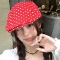 thumbnail image 6 of Slccxzc Retro Polka Dot Newsboy Cap, Vintage Flat Beret Ivy Hat for Daily Wear, 6 of 7