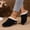 Black, variant on Women's Casual Versatile Lined Warm Plus-Size Slippers Fall And Winter Style Trendy One-Strap Wedge Heel Thick-Soled Sandals.