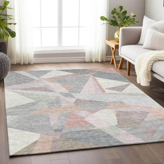 Addison Rugs Chantille Indoor/Outdoor Transitional Geometric Blush Washable Rectangle Rug, 10' x 14'