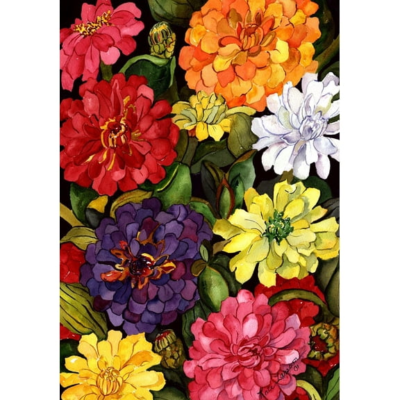 102064 Zippy Zinnias Spring Flag 28x40 Inch Double Sided Spring Garden Flag for Outdoor House summer Flag Yard Decoration