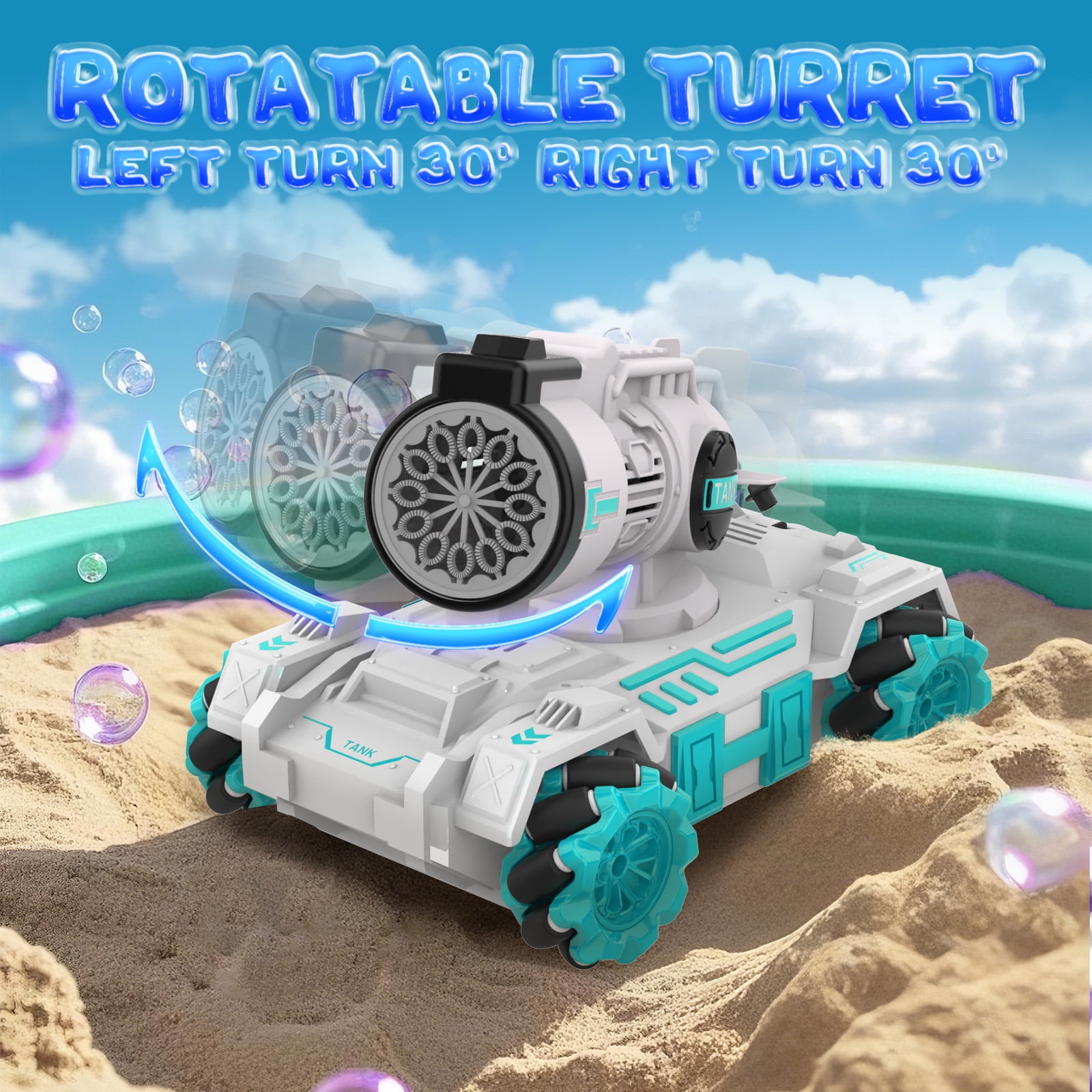 Dammyty Remote Control Cars, 2.4GHz RC Car Bubble Toys for Boys Girls, 360° Rotating Drift Truck with Spray, Christmas Birthday Gifts for Kids