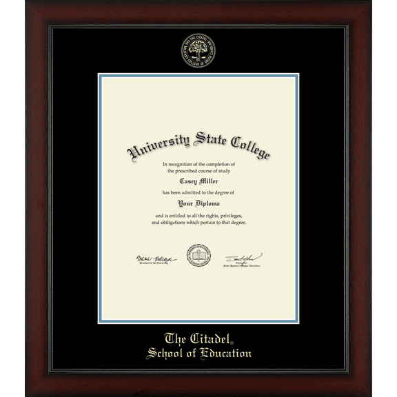 The Citadel The Military College of South Carolina School of Education Diploma Frame, Document Size 16" x 20"