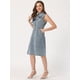 thumbnail image 4 of Vestido de mezclilla para mujer Vestido midi de jean desgastado sin mangas Azul Polvoriento L, 4 of 5
