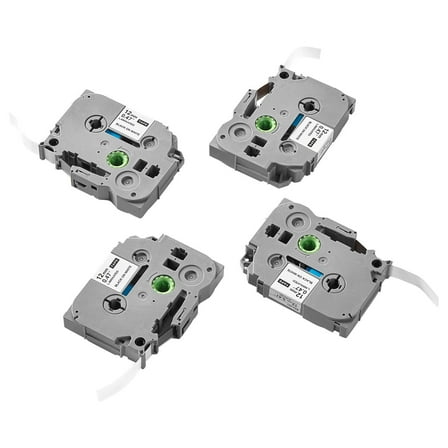4-Pack 12mm Black on White Label Maker Tape Refill Cartridges - TZe-231 - Compatible with Brother P-touch & Other Label Makers