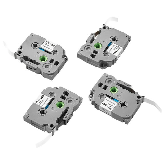 Label Maker Tape 4-Pack 12mm Black on White Label Tape Refill, Compatible with Brother TZe-231 for P-Touch Label Makers PT-D200 PT-H110 PT-1280, Strong Adhesive, Waterproof, Fade-Resistant, 8m Length