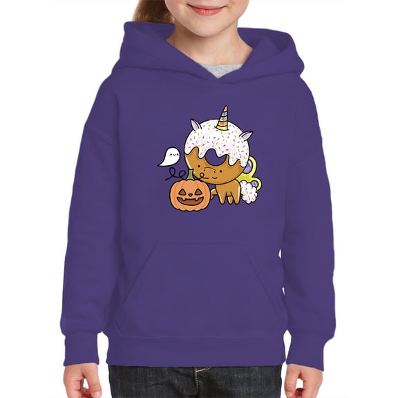 Unicorn Donut And Pumpkin Hoodie Juniors -Image by Shutterstock, Large