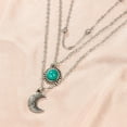 thumbnail image 3 of Jiaroswwei Women Multilayer Crescent Moon Faux Turquoise Chain Pendant Necklace Jewelry, 3 of 7
