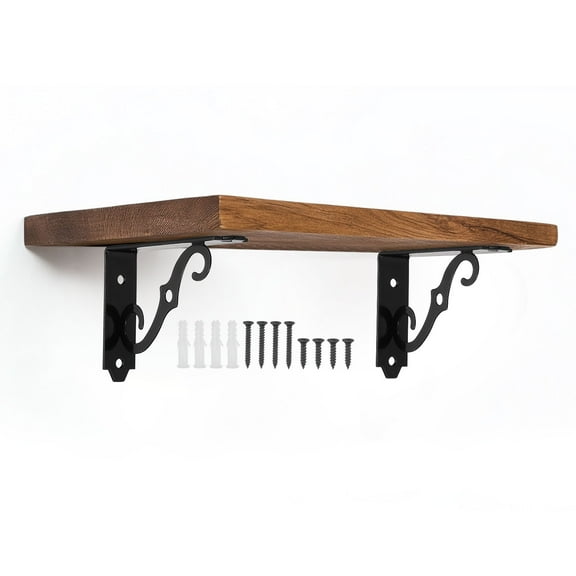 Uxcell 2 Pcs Decorative Shelf Brackets, 5" x 3" Heavy Duty Floating Shelf Brackets for Wall Bookshelves Shelves Support, Black