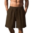 thumbnail image 2 of DDAPJ pyju Men's Beach Shorts Elastic Waist Cotton Linen Short Pants Summer Casual Vacation Shorts with Pockets Father's Day Gifts Brown XL, 2 of 6