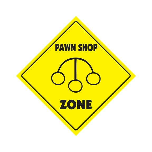 Pawn Shop Crossing Sign Zone Xing | Indoor/Outdoor | 12" Tallage store