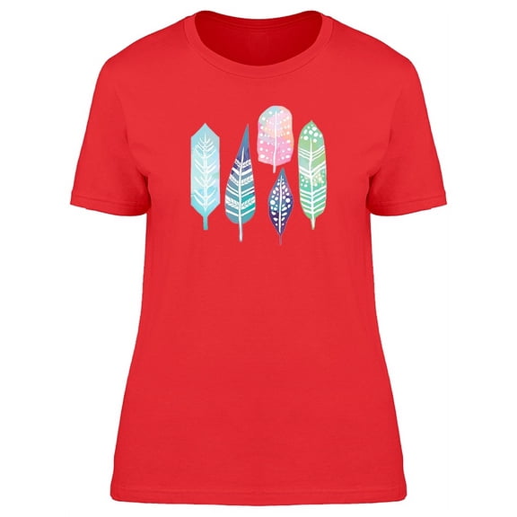 Colorful Boho Feathers T-Shirt Women -Image by Shutterstock, Female XX-Large