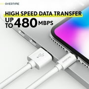 Overtime MFi Certified Charging Cable, Portable & Smart Charging USB A to Lightning Cable, Ultra-Fast Apple Charging Cord, Compatible With iPhone | iPad | iPod, 10ft - White