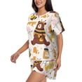 thumbnail image 2 of Wukai Cute Bee Honey Jar Hive Bear Women's Pajama Set,Short-Sleeve Top and Shorts with Elastic Waistband and Pockets for Loungewear, Yoga, and Casual Wear-Medium, 2 of 8