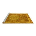 thumbnail image 2 of Ahgly Company Machine Washable Indoor Round Abstract Yellow Modern Area Rugs, 3' Round, 2 of 4
