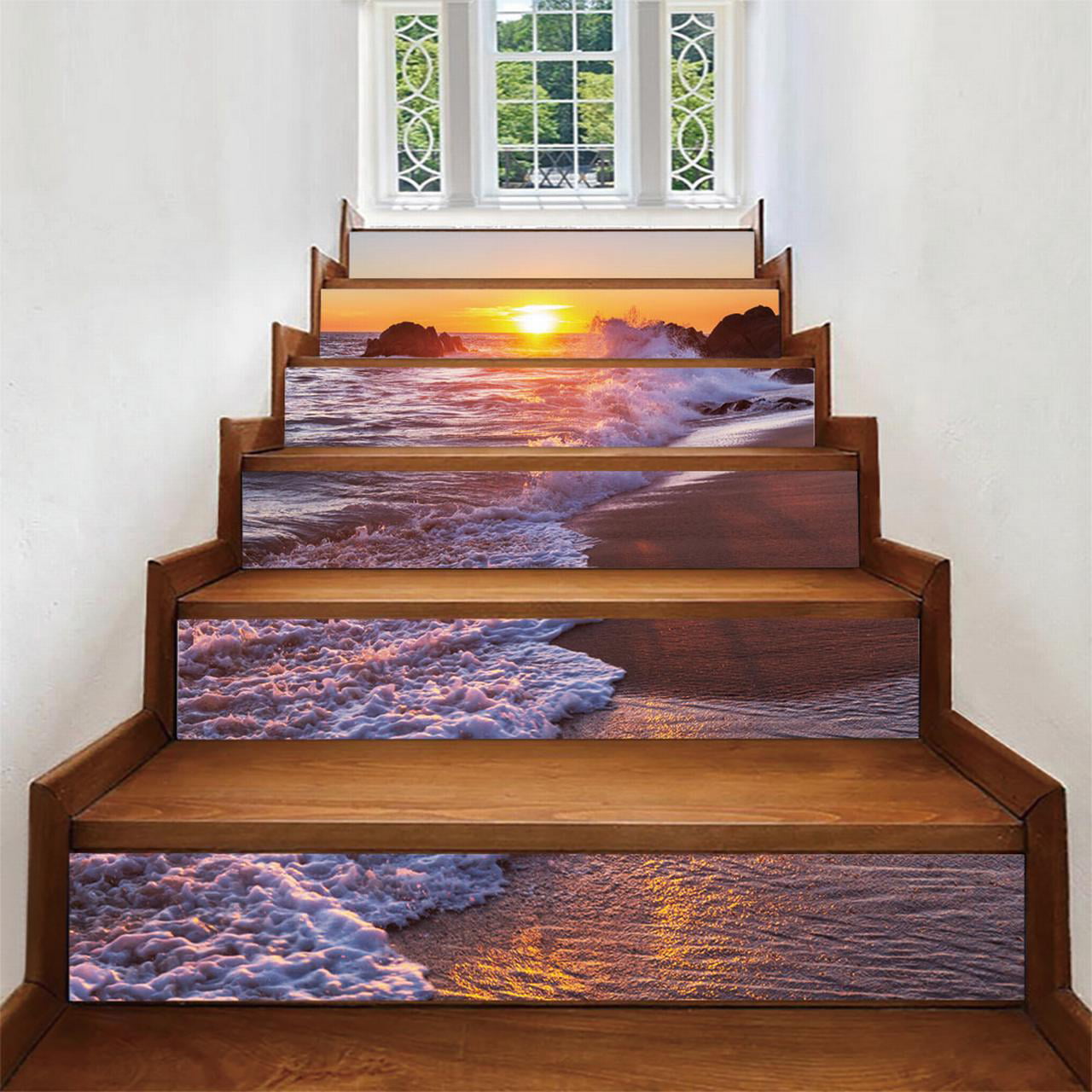 3D Retro Stone Stair Sticker PVC Staircase Riser Decal Self-adhesive Photo Mural 