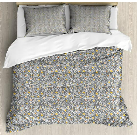 Animal Print Queen Size Duvet Cover Set Abstract Leopard Cheetah Abstract Leopard Cheetah Skin Exotic Wild Cat Pattern Spotty Decorative 3 Piece Bedding Set With 2 Pillow Shams Grey Orange And Dark