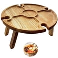thumbnail image 4 of Snack Mesa De Madera Alta Capacidad De Carga Copa De Vino Soporte De Madera Soporte De Vino Portátil Escritorio Redondo Para Acampar Picnic Al Aire Libre 5 Compartimentos Yuarrent HA013184-00, 4 of 7