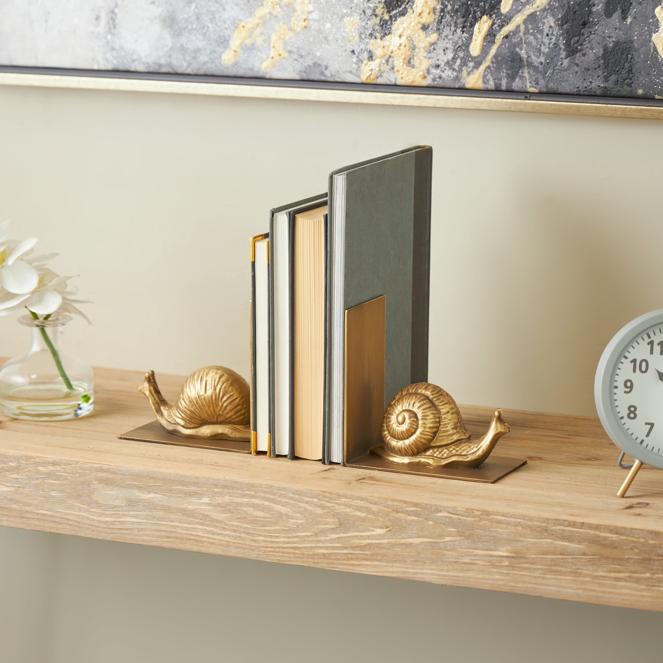 DecMode 6" Crawling Snail Metal Bookends (Set of 2)