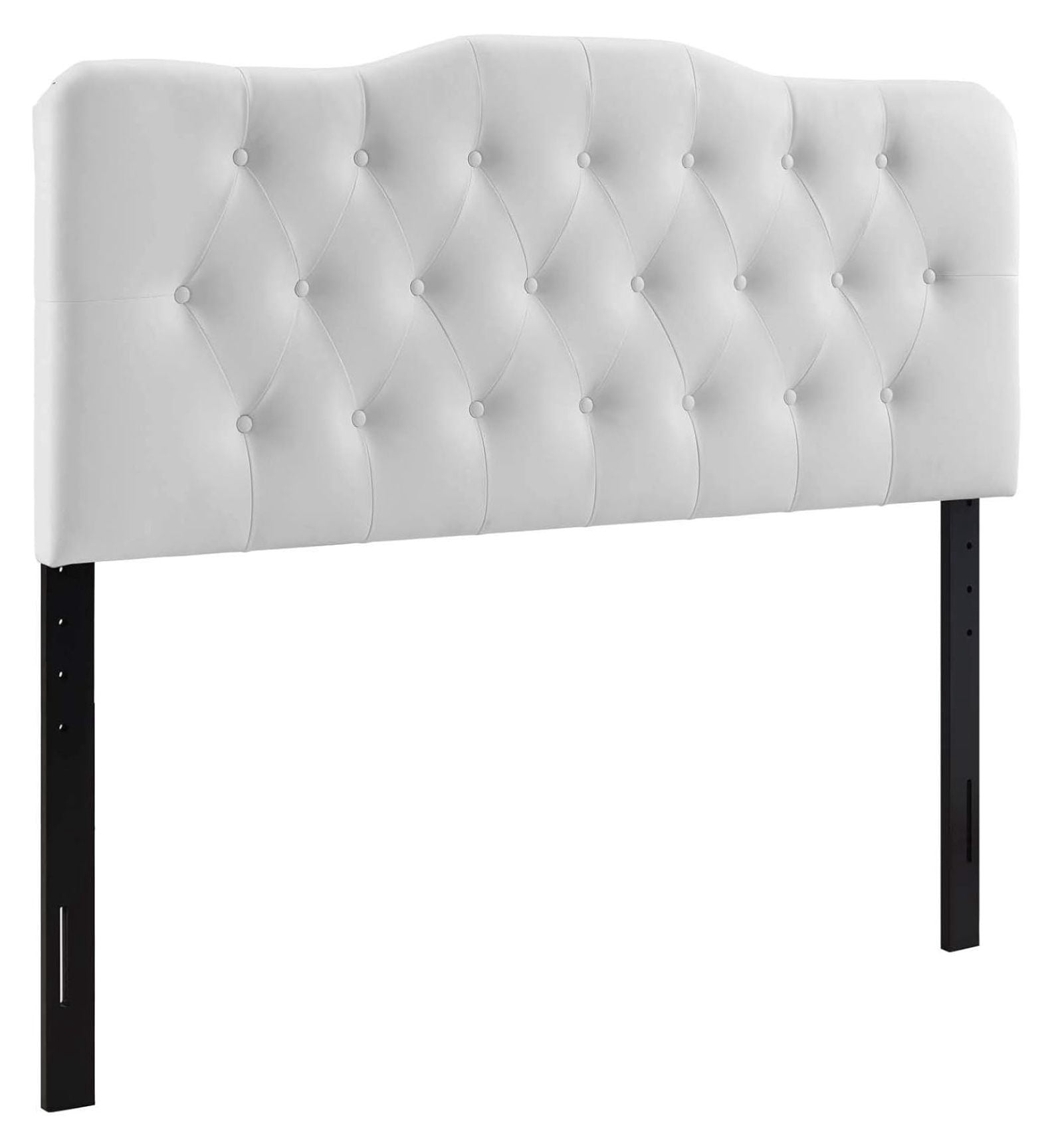 Annabel Tufted Button Faux Leather Upholstered Queen Headboard in White