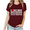 thumbnail image 1 of TIMIFIS Hauts à Manches Courtes pour Femmes Valentines Day T-Shirt Imprimé Cœur Été Décontracté Col Rond, 1 of 3