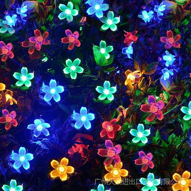 Cadena Solar Luces LED Flores Al Aire Libre Jardín Intermitente De Navidad Día De Decorativas De Melocotón