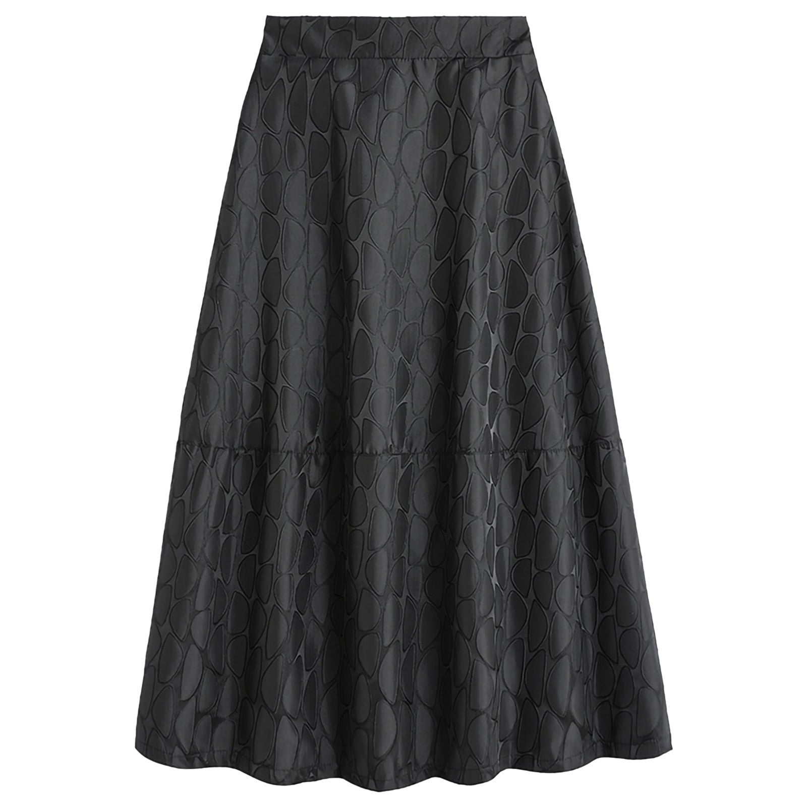 zuwimk Pleated Skirts For Women,Womens Reversible Long Skirt Broomstick Boho Midi Skirt Black,S