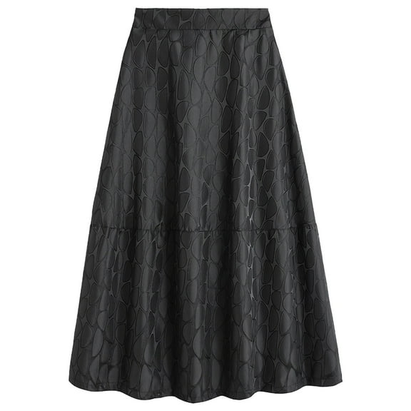 zuwimk Pleated Skirts For Women,Womens Reversible Long Skirt Broomstick Boho Midi Skirt Black,S