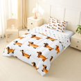 thumbnail image 2 of Homewish Hot Dog Dachshund Twin Comforter Sets,Cute Cartoon Puppy Bedding Set,White,Polkadot Reversible,2 Pieces,1 Comforter and 1 Pillowcase, 2 of 7