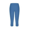 thumbnail image 5 of ibuvkizy 2 Pack Capri Bottom Pants for Women Summer High Waisted Solid Color Capris Matching Slim Fitting Yoga Gym Pants Blue,L, 5 of 6