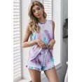 thumbnail image 2 of ABPHQTO Camiseta sin mangas con vuelo multicolor y pantalones cortos con volantes para mujer, 2 of 5